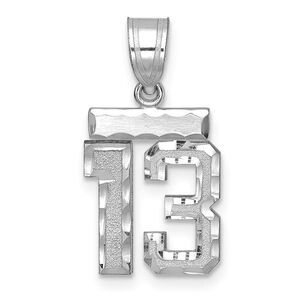 14k White Gold, Varsity Collection, Small D/C Pendant, Number 13